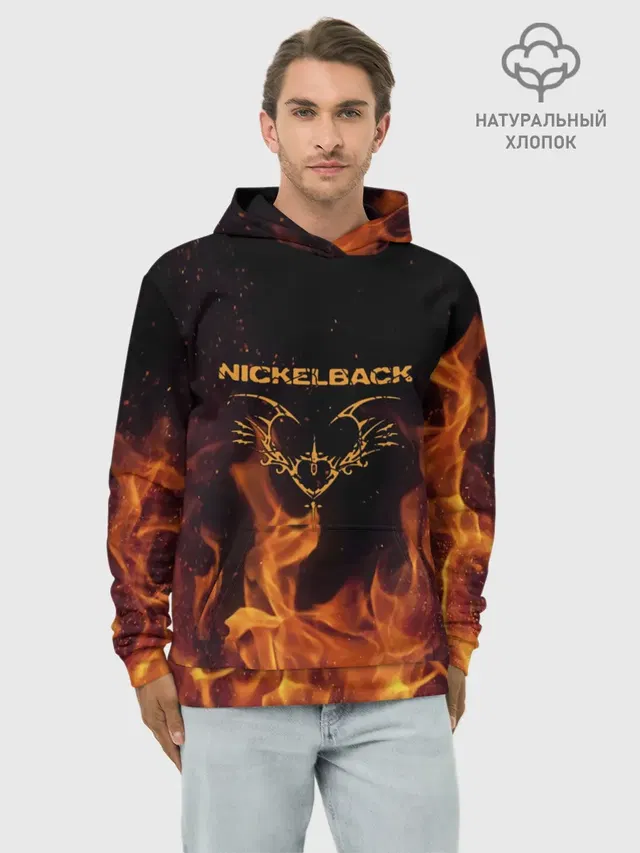 Худи мужской базовый хлопок с принтом «Nickelback»