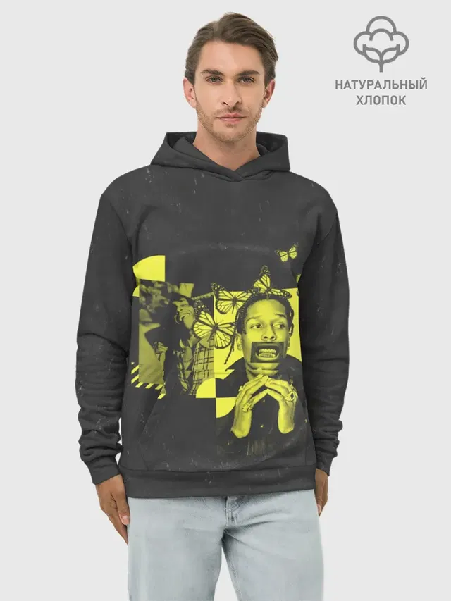 Худи мужской базовый хлопок с принтом «ASAP Rocky. TESTING»