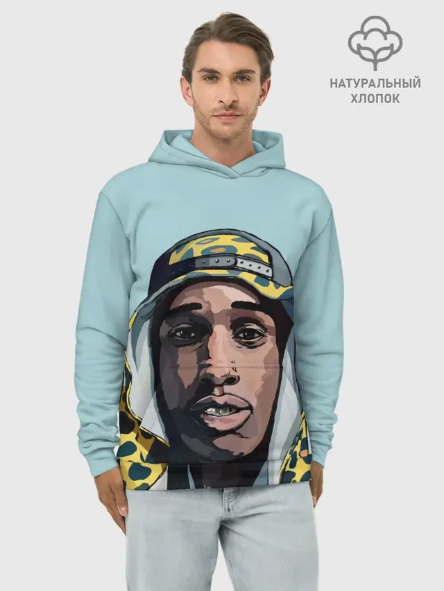 Худи мужской базовый хлопок с принтом «Зарубежные — ASAP Rocky»