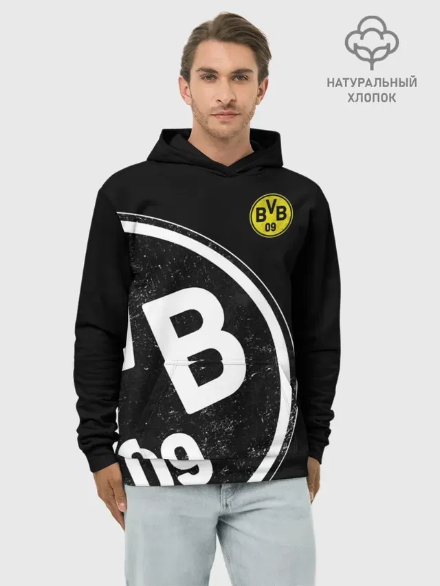 Худи мужской базовый хлопок с принтом «Borussia — Borussia Dortmund Exclusive»