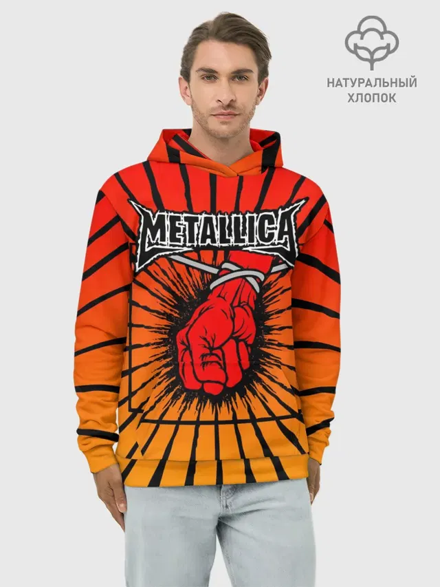 Худи мужской базовый хлопок с принтом «Metallica»