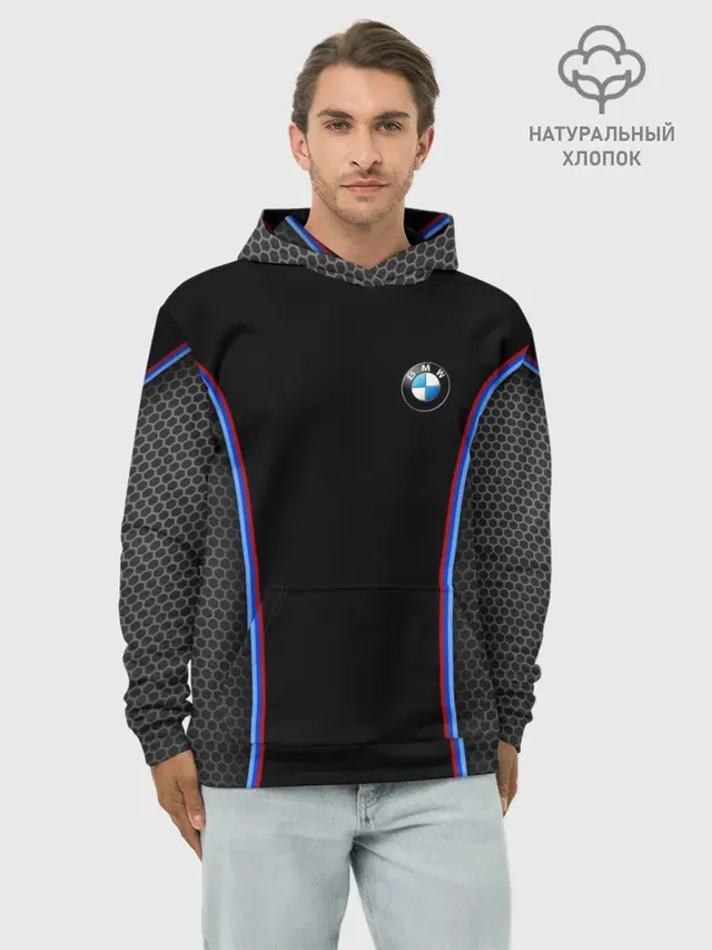 Худи мужской базовый хлопок с принтом «BMW — BMW Sport»