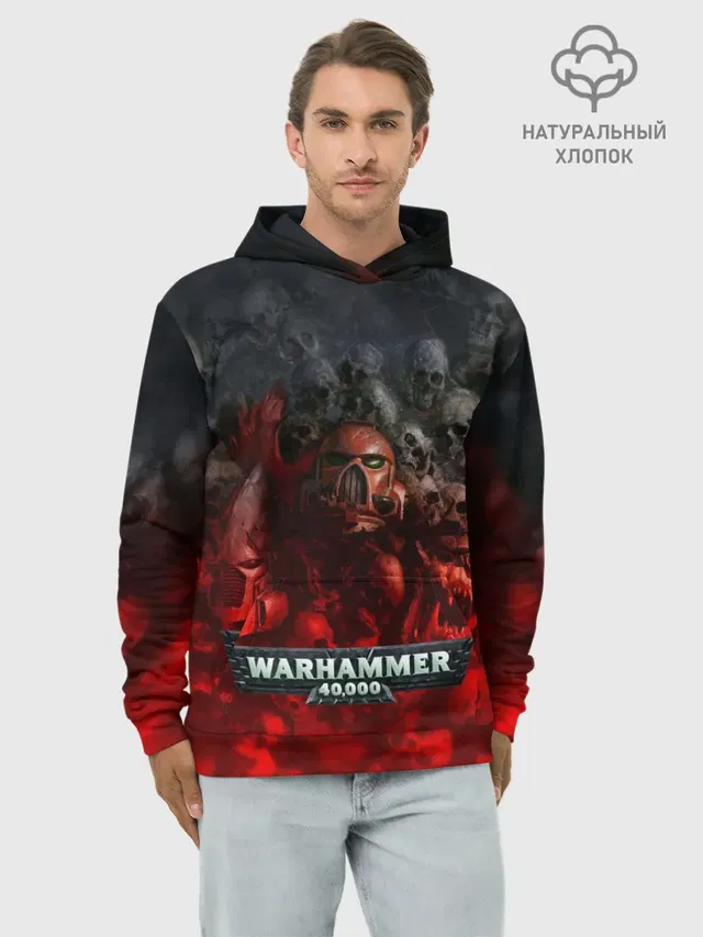 Худи мужской базовый хлопок с принтом «Ork — Warhammer 40000: Dawn Of War»
