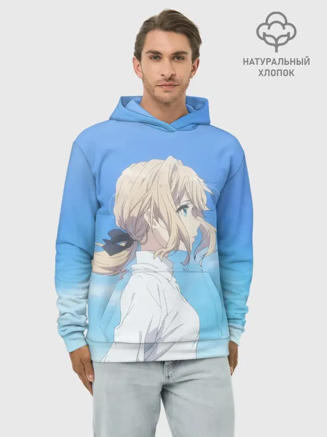 Худи мужской базовый хлопок с принтом «Violet Evergarden»