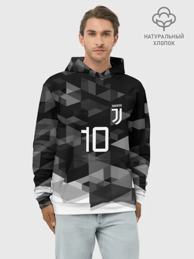 Худи мужской базовый хлопок с принтом «Ювентус — JUVE 10 DYBALA»