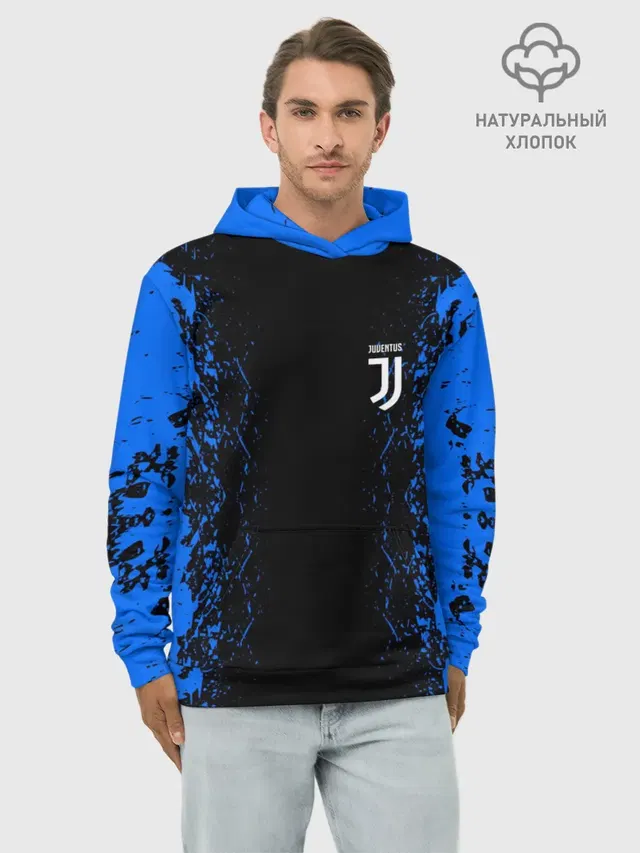 Худи мужской базовый хлопок с принтом «Ювентус — JUVENTUS SPORT»