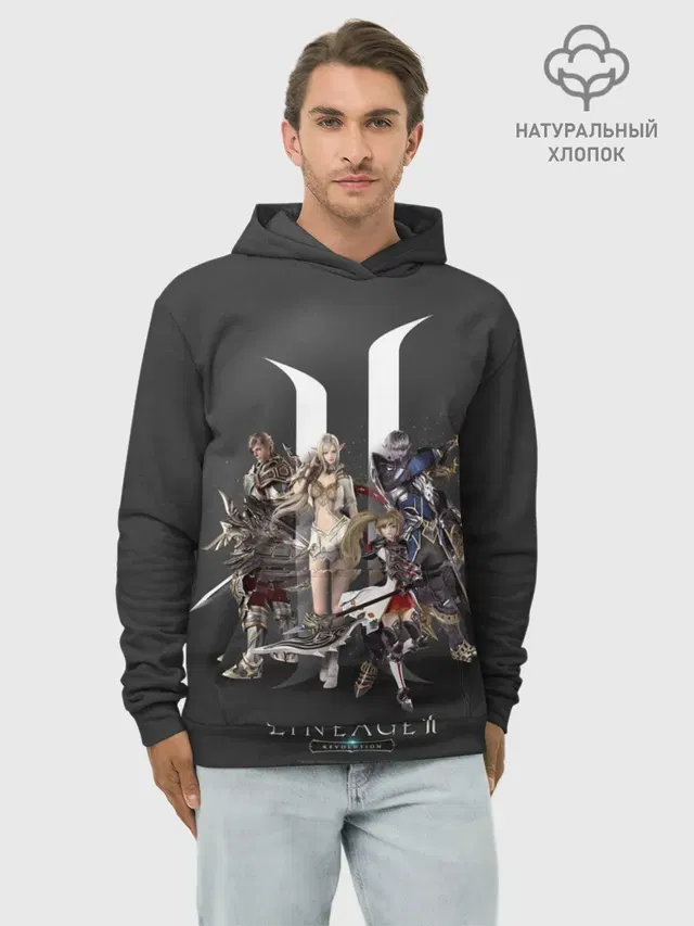 Худи мужской базовый хлопок с принтом «LineAge II — LineAge 2 Revolution»
