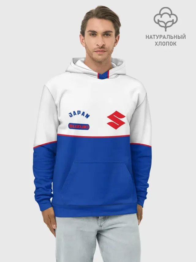 Худи мужской базовый хлопок с принтом «Suzuki»