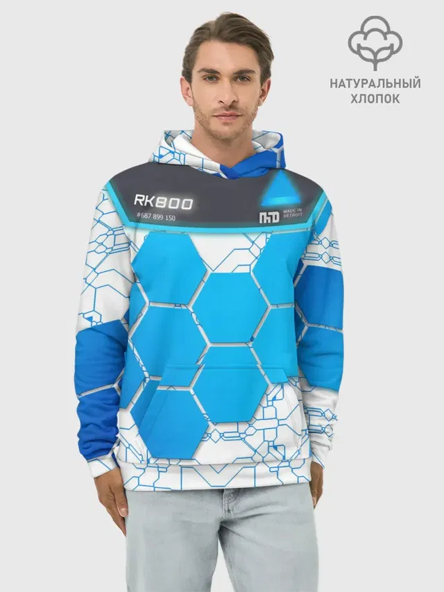 Худи мужской базовый хлопок с принтом «Detroit: become human RK800»