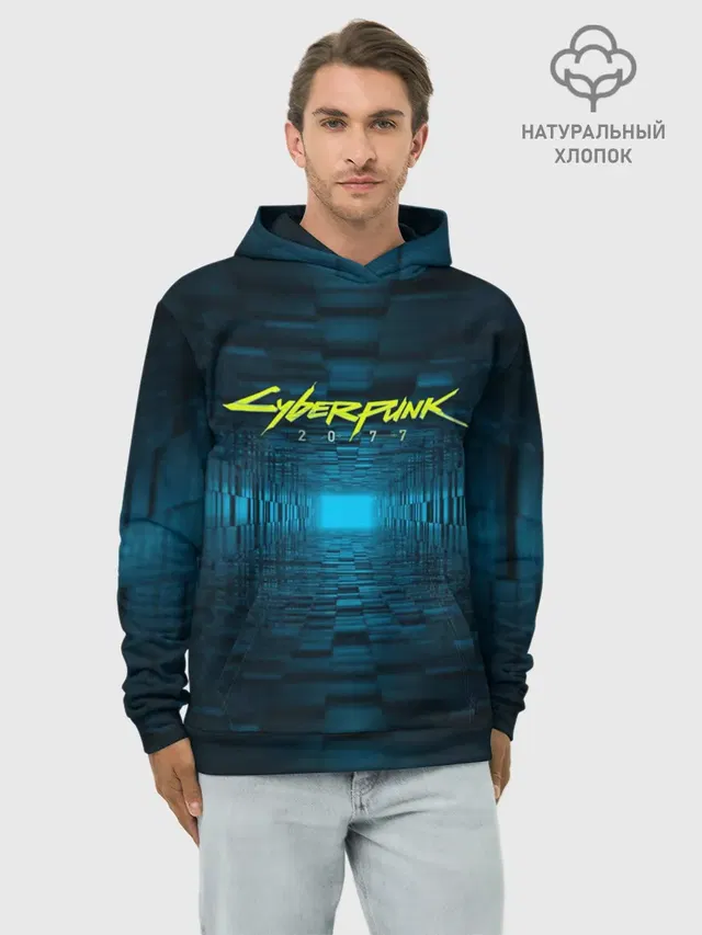 Худи мужской базовый хлопок с принтом «Cyberpunk 2077»