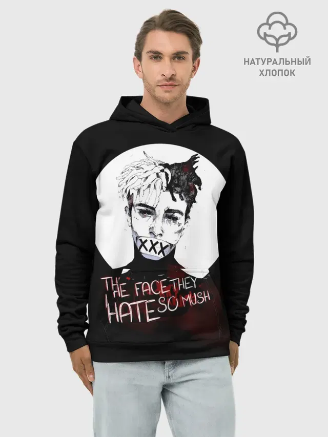 Худи мужской базовый хлопок с принтом «Jahseh Onfroy — THE faceTheY HATE so much»