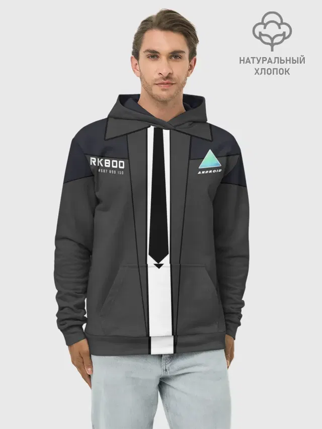 Худи мужской базовый хлопок с принтом «Detroit Become Human — Detroit RK800»