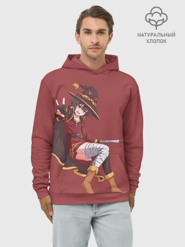 Худи мужской базовый хлопок с принтом «Megumin peace»