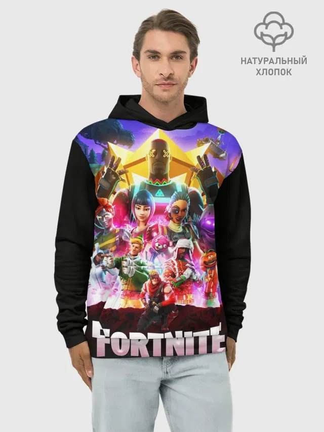 Худи мужской базовый хлопок с принтом «Фортнайт — Fortnite Королевская Битва»