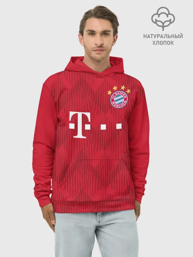 Худи мужской базовый хлопок с принтом «Bayern home 18-19»