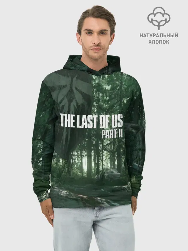 Худи мужской базовый хлопок с принтом «forest — The Last Of Us Part II Лес»
