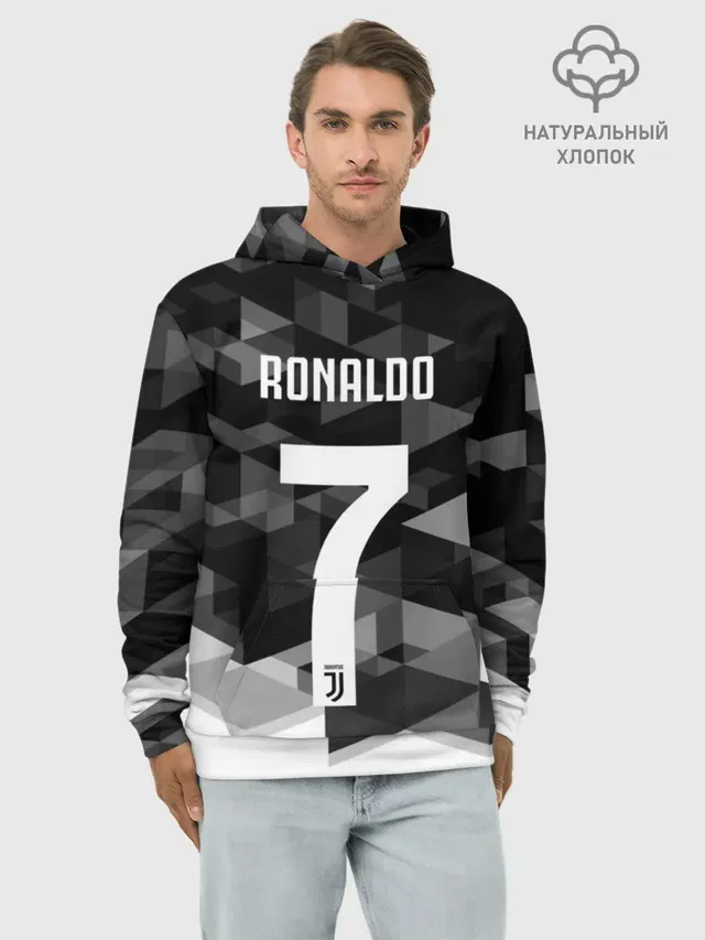 Худи мужской базовый хлопок с принтом «Ювентус — RONALDO JUVE SPORT»