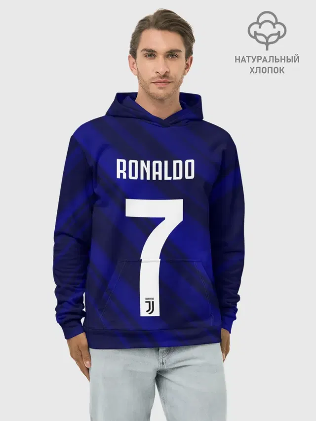 Худи мужской базовый хлопок с принтом «Ювентус — RONALDO JUVE SPORT»