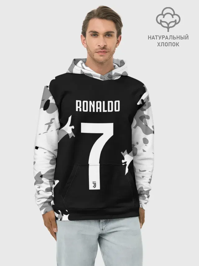 Худи мужской базовый хлопок с принтом «Ювентус — RONALDO JUVE SPORT»