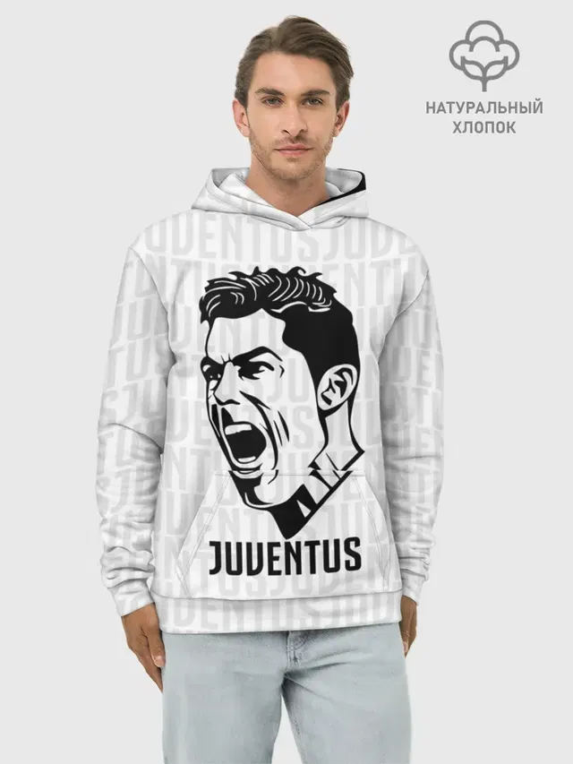 Худи мужской базовый хлопок с принтом «Ювентус — RONALDO JUVE SPORT»
