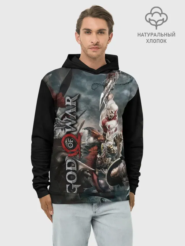 Худи мужской базовый хлопок с принтом «God of war»