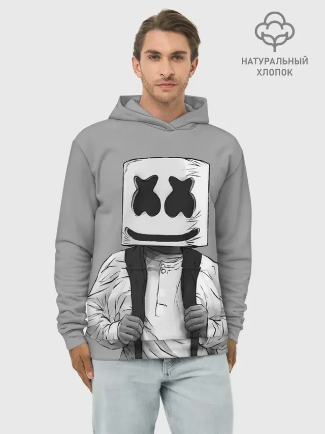Худи мужской базовый хлопок с принтом «Marshmello — Electronic music»