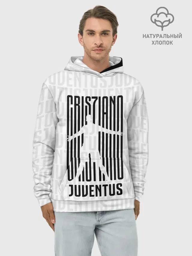 Худи мужской базовый хлопок с принтом «Криштиану Роналду — RONALDO JUVE SPORT»