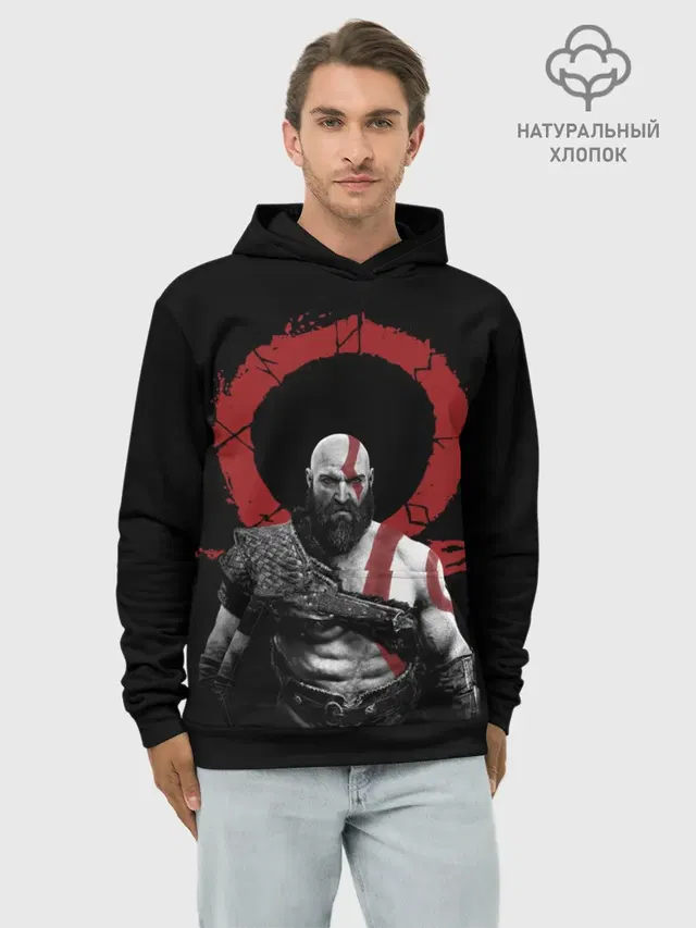 Худи мужской базовый хлопок с принтом «God of war — God of War 4»