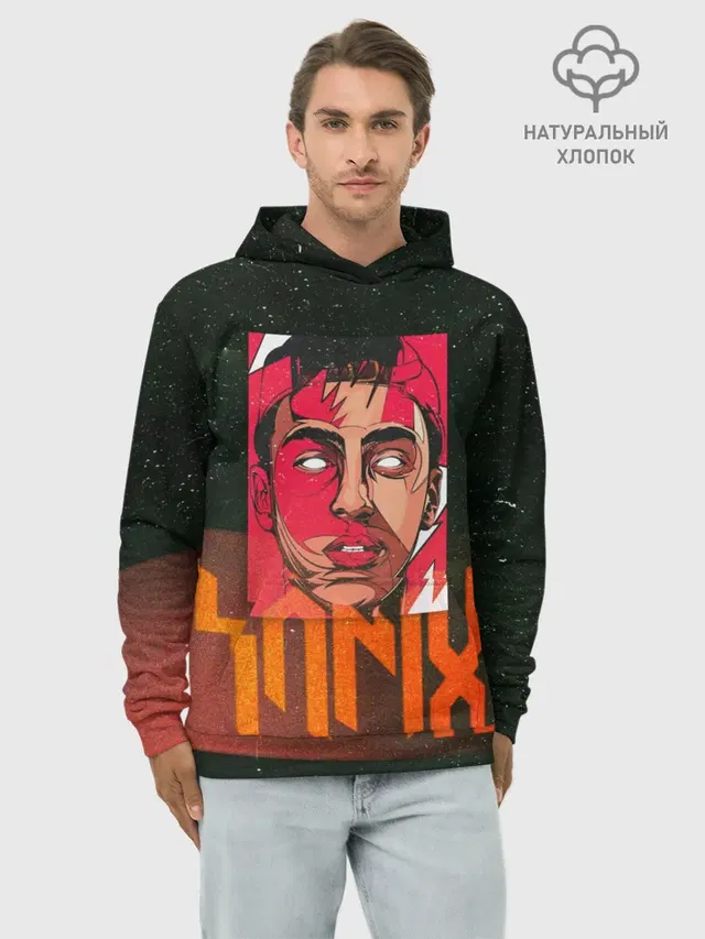 Худи мужской базовый хлопок с принтом «Yanix — Яникс»
