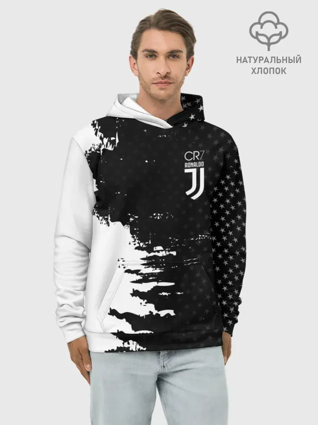 Худи мужской базовый хлопок с принтом «Ювентус — RONALDO JUVE SPORT»