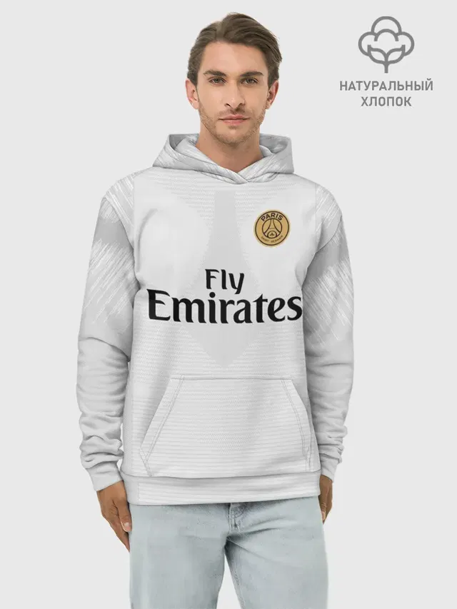 Худи мужской базовый хлопок с принтом «ПСЖ — Mbappe away 18-19»
