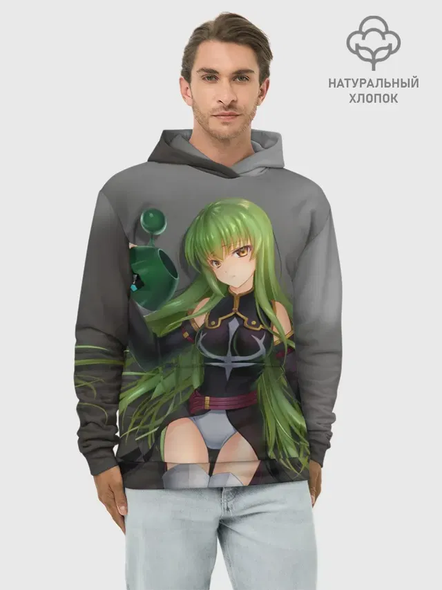 Худи мужской базовый хлопок с принтом «Code Geass — Code Geass art gray»