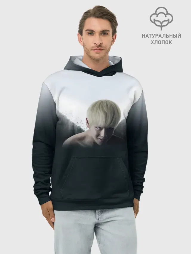 Худи мужской базовый хлопок с принтом «BTS»