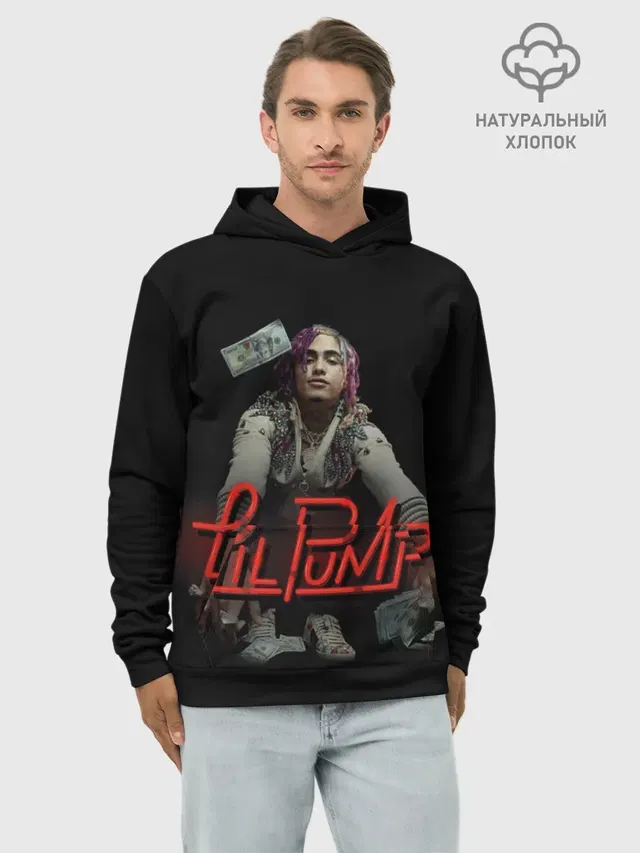 Худи мужской базовый хлопок с принтом «Lil Pump»