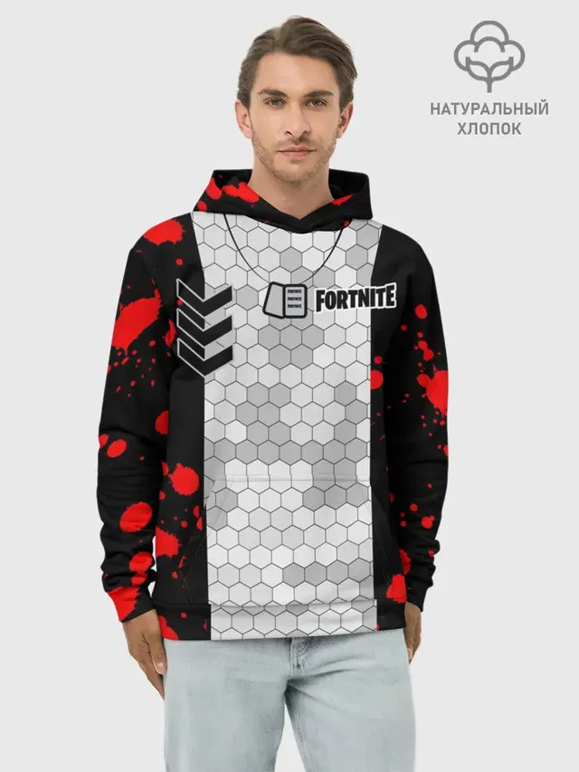 Худи мужской базовый хлопок с принтом «Фортнайт — Fortnite: Штурмовик»