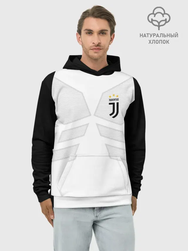 Худи мужской базовый хлопок с принтом «Ювентус — JUVENTUS SPORT»