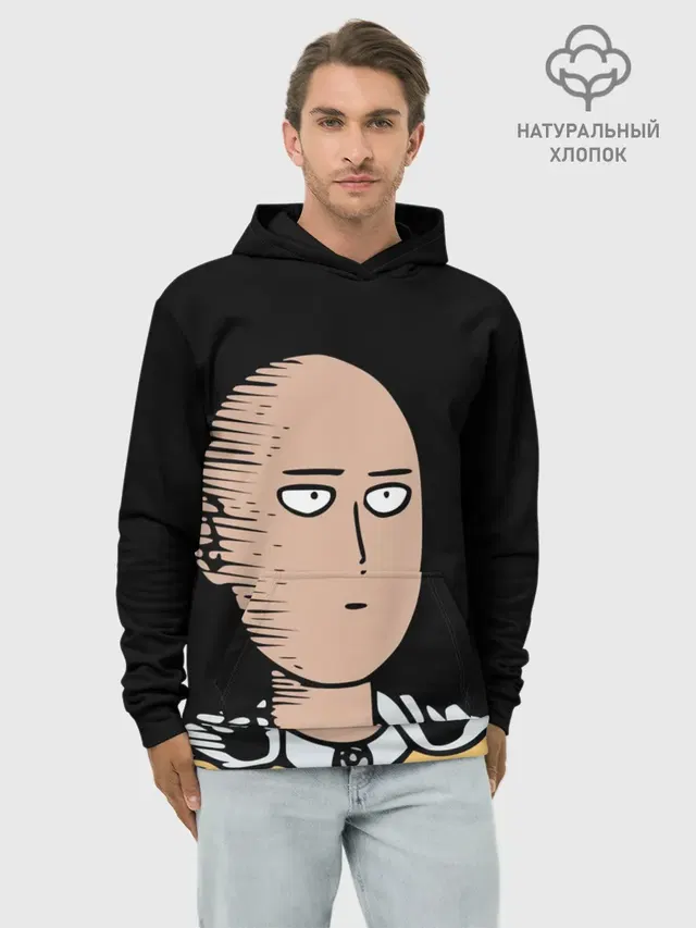 Худи мужской базовый хлопок с принтом «Ванпанчмен — One-Punch Man Ванпачмен»