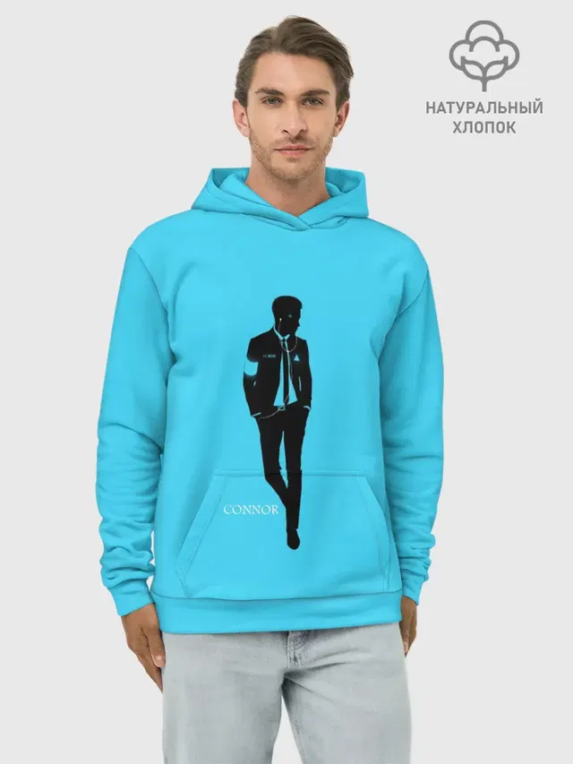 Худи мужской базовый хлопок с принтом «Silhouette — Connor. Detroit: Become Human»