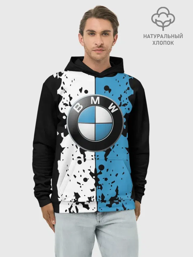 Худи мужской базовый хлопок с принтом «BMW — BMW sign»