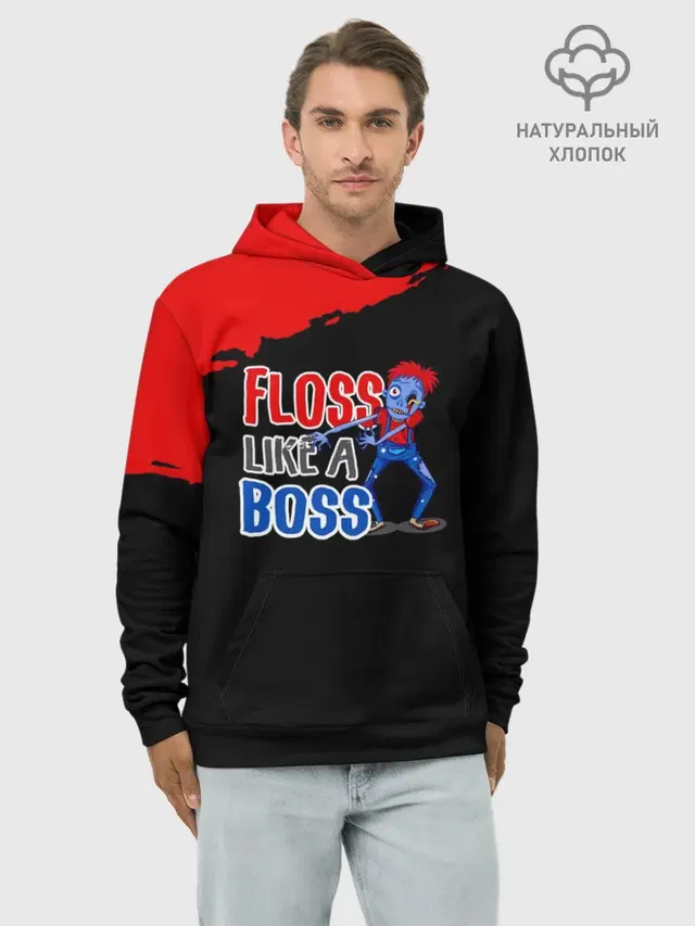 Худи мужской базовый хлопок с принтом «Фортнайт — Floss like a boss»