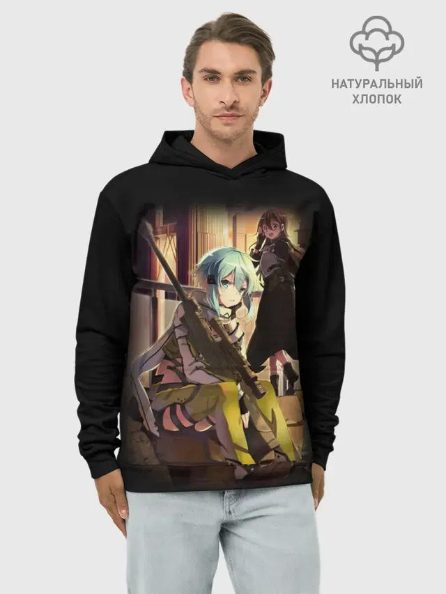 Худи мужской базовый хлопок с принтом «Sword Art Online — Bullet of Bullets»