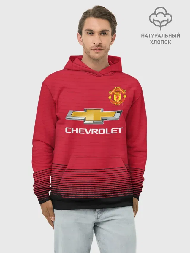 Худи мужской базовый хлопок с принтом «Манчестер Юнайтед — Rashford home 18-19»