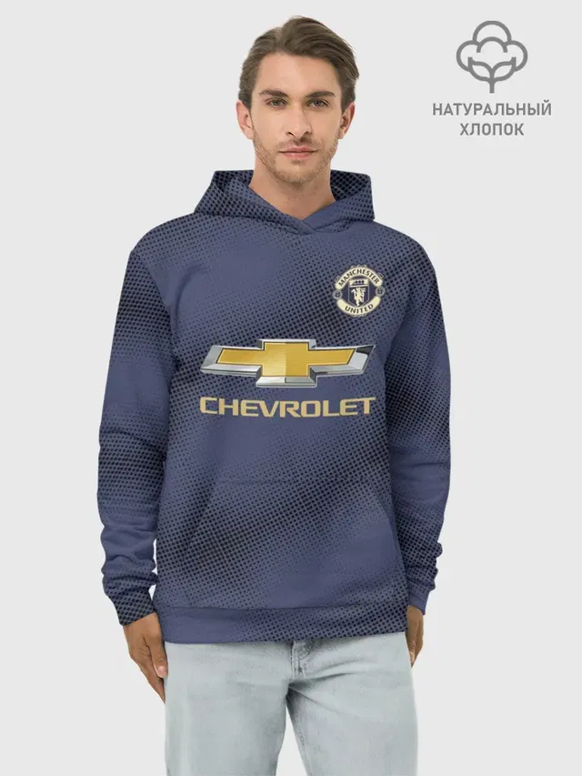 Худи мужской базовый хлопок с принтом «Манчестер Юнайтед — Manchester United away 18-19»