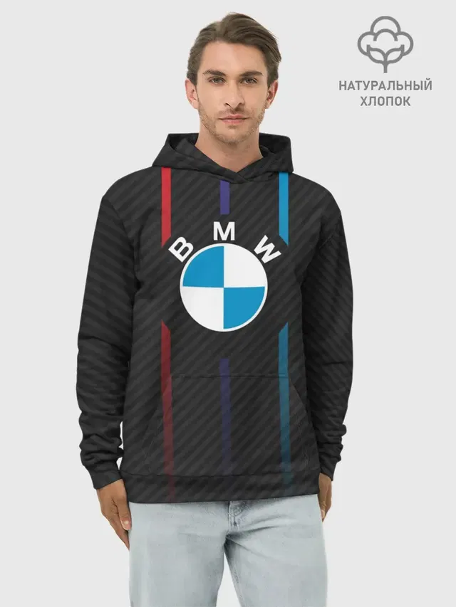 Худи мужской базовый хлопок с принтом «BMW»