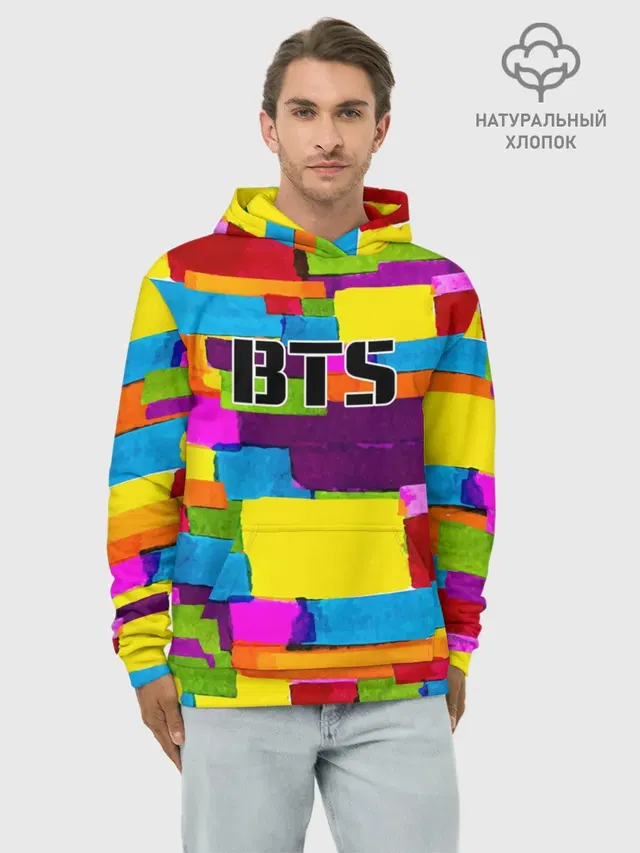 Худи мужской базовый хлопок с принтом «BTS»