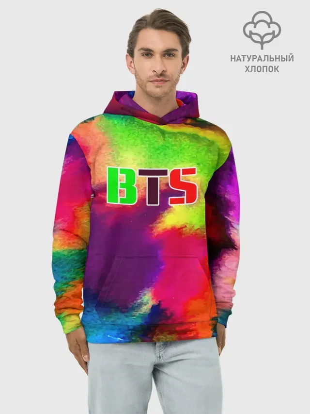 Худи мужской базовый хлопок с принтом «BTS»
