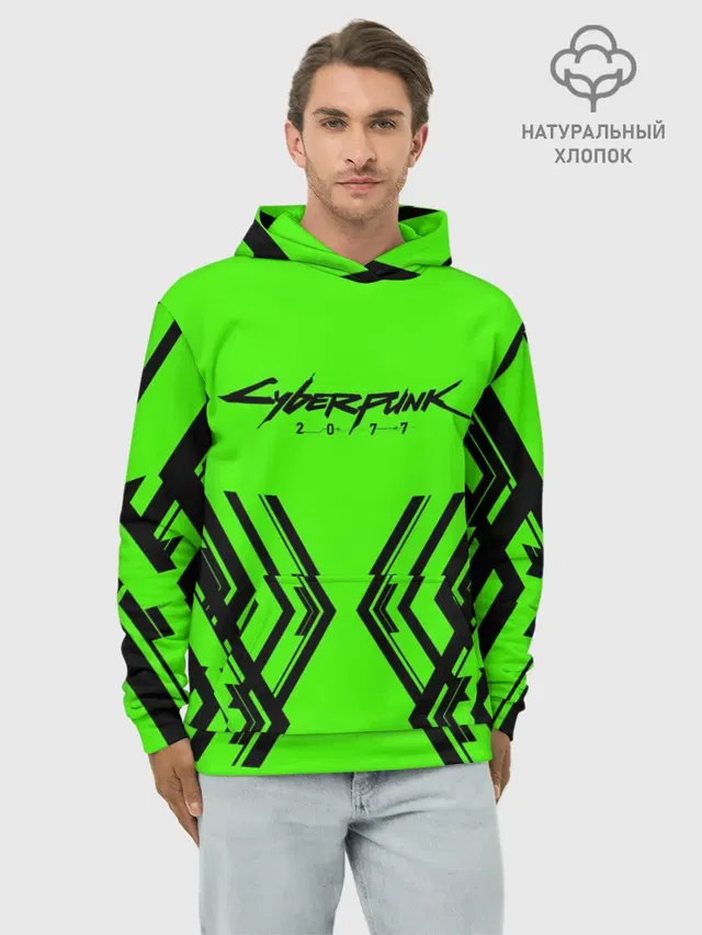 Худи мужской базовый хлопок с принтом «Cyberpunk 2077»