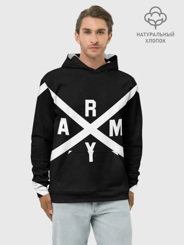 Худи мужской базовый хлопок с принтом «BTS — BTS ARMY»