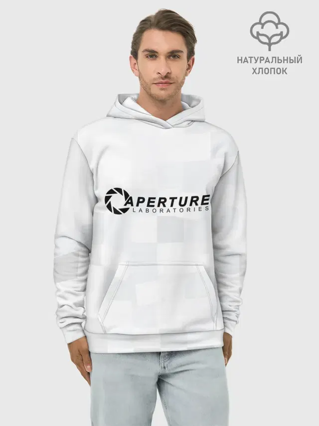 Худи мужской базовый хлопок с принтом «Portal — Aperture Labs»