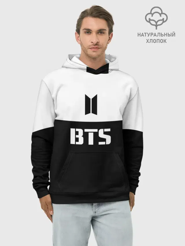 Худи мужской базовый хлопок с принтом «BTS»